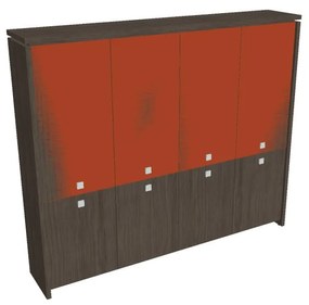 Verno magas szekrény 248 x 46 x 210 cm, kombinált ajtó, antracit tölgy / narancs
