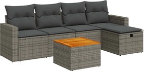 vidaXL 6 részes szürke polyrattan kerti ülőgarnitúra párnákkal
