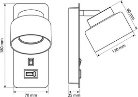 Brilagi - AURA LUX fali lámpa USB-porttal 1xGX53/30W/230V fekete/arany