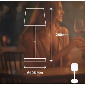 Briloner 7423016 - LED tölthető asztali lámpa, 2,6W, 5V, IP44, fehér