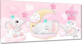 Vászonkép 115x55 Elefánt- és nyúlcsalád