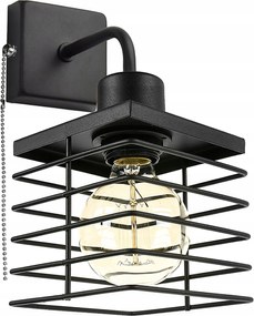 LED-es fali lámpa kapcsolóval Loft Edison fekete drót fali lámpa