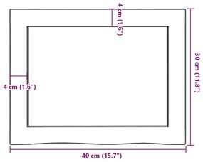 világosbarna kezelt tömör tölgyfa fali polc 40x30x(2-4) cm