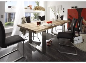 CASTELLO Antikolt Tömör Tölgyfa Étkezőasztal antracit lábbal 260x100cm