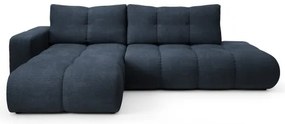 ALMADA kinyitható L-alakú kárpitozott sarokkanapé tárolóval, balos, kék