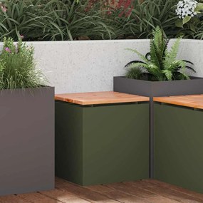 vidaXL Kerti pad Oliva zöld 40 x 40 x 43 cm Acél