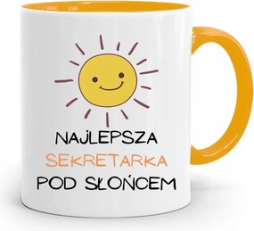 Sárga Bögre Ajándék Titkárnőnek Legjobb fényképes nyomattal