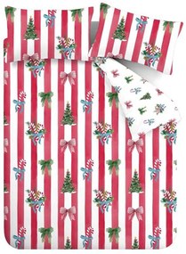 Piros-fehér egyszemélyes ágyneműhuzat 135x200 cm Christmas Stripe – Catherine Lansfield