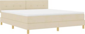vidaXL LED Box Spring Ágy matracmal leddel Krém 180 x 200 cm szövet