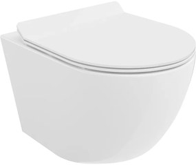 Mexen LENA Perem nélküli, falra akasztható wc csésze lassan süllyedő ülőkés SLIM, 48 x 36 cm, fehér, 30224000