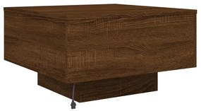 barna tölgyszínű dohányzóasztal LED-lámpákkal 55 x 55 x 31 cm