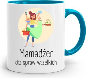 Kék Bögre Anyukáknak Ajándék Mamadzser nyomott mintával