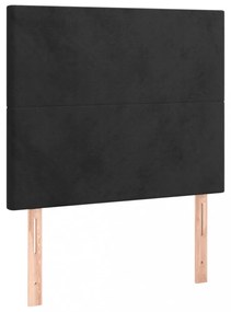 fekete bársony ágykeret fejtámlával 90x200 cm
