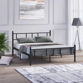 PIRON fém kétszemélyes ágy 160x200 cm, fekete, teherbírás 200 kg