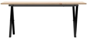 tömör fenyőfa és öntöttvas dohányzóasztal X-vázzal 110x40x45 cm