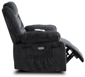 Elektromosan Vezérelhető Masszázsfunkciós Relaxfotel Sötétszürke Színben. JASPER