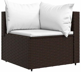 3 részes barna polyrattan kerti ülőgarnitúra párnával