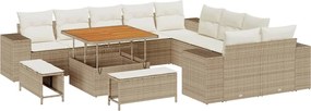 vidaXL Kerti Kanapé Szett párnával 13 pcs Beige és krém polirattan