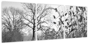 Kép - Mezők télen (órával) (90x30 cm)