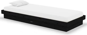 vidaXL Small Single fekete tömör fa ágykeret 75 x 190 cm