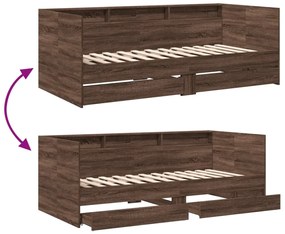 barna tölgy kanapéágy fiókkal matrac nélkül 100x200 cm