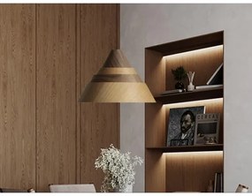 Tömörfa függőlámpa kábellel 1xE27/60W/230V, Ø 33 cm, tölgy / dió / kaucsukfa