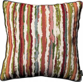 Párnahuzat 45x45 piros-zöld csíkos, krémszínű alapon