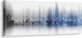 Kép - Panoráma a városra, kék-szürke (120x50 cm)