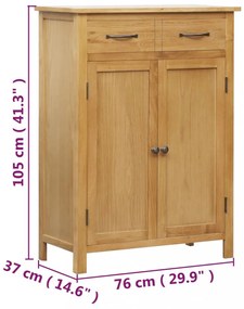 tömör tölgyfa cipősszekrény 76 x 37 x 105 cm