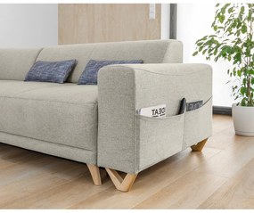 Bézs kinyitható-tárolóhelyes sarokkanapé (bal oldali-L alakú) Classy Sophie – Miuform