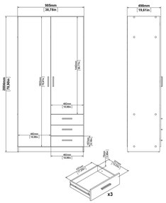 Sötétszürke ruhásszekrény 99x200 cm Sprint – Tvilum