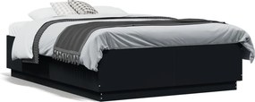 vidaXL fekete szerelt fa ágykeret 135 x 190 cm