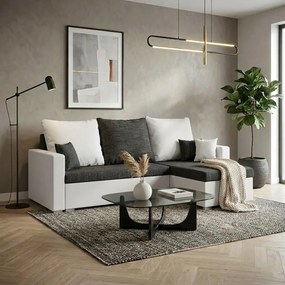 MADRIT ággyá alakítható sarokkanapé Sötétszürke/fehér