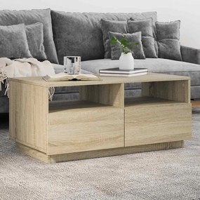 Sonoma tölgy színű dohányzóasztal LED-lámpákkal 90x49x40 cm
