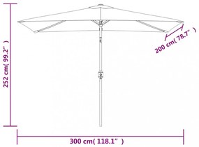terrakotta kültéri napernyő fémrúddal 300 x 200 cm