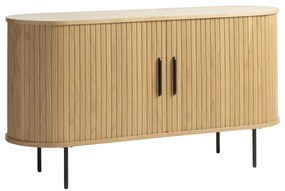 Natúr színű alacsony komód tolóajtóval, tölgyfa dekorral 140x76 cm Nola – Unique Furniture