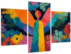 Kép - Absztrakt angyal virágokkal (90x60 cm)