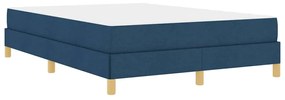 Boxrugós ágy Kék és Barna 140 x 190 cm Textil és mérnöki fa