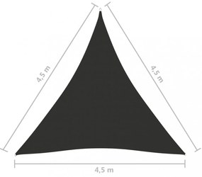 antracitszürke háromszögű oxford-szövet napvitorla 4,5x4,5x4,5m