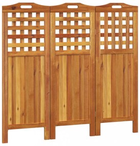 3 paneles tömör akácfa térelválasztó 121,5 x 2 x 115 cm