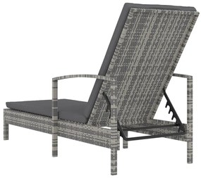 Szürke polyrattan karfás napozóágy