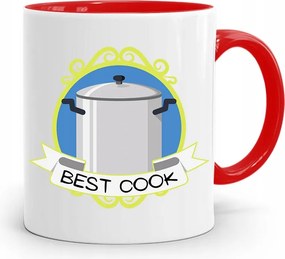 Piros Bögre Szakácsnak Best Cook nyomott mintával