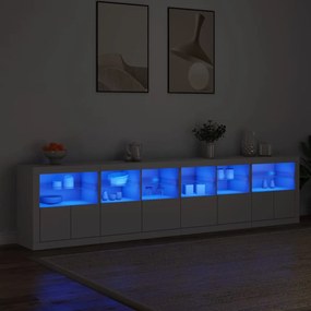 fehér tálalószekrény LED-világítással 283x37x67 cm