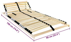 Lécalap fejtámlával Barna 90 x 190 cm Tömör bükkfa