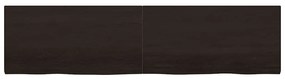 sötétbarna kezelt tömör fa fürdőszobai pult 200x50x(2-4) cm