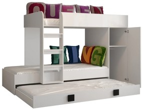 Kombinált gyerekágy 90 cm Toreno 2 (fehér + fényes fehér + szürke fényes foganytúk). 1083320