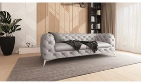 Világosszürke bársony kanapé 225 cm Chelsea – Ropez