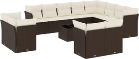 vidaXL 13 részes barna polyrattan kerti ülőgarnitúra párnákkal