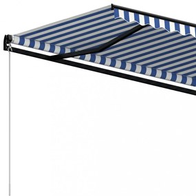 kék és fehér kézzel kihúzható napellenző 400 x 350 cm