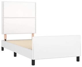 fehér műbőr ágykeret fejtámlával 100x200 cm